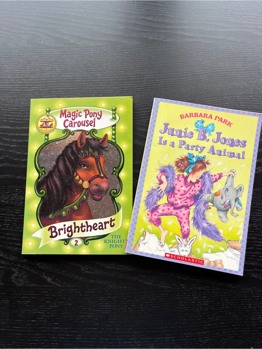 2 Children Books Junie B Jones Party Animal Magic Pony Carousel Brightheart PB - Picture 1 of 16